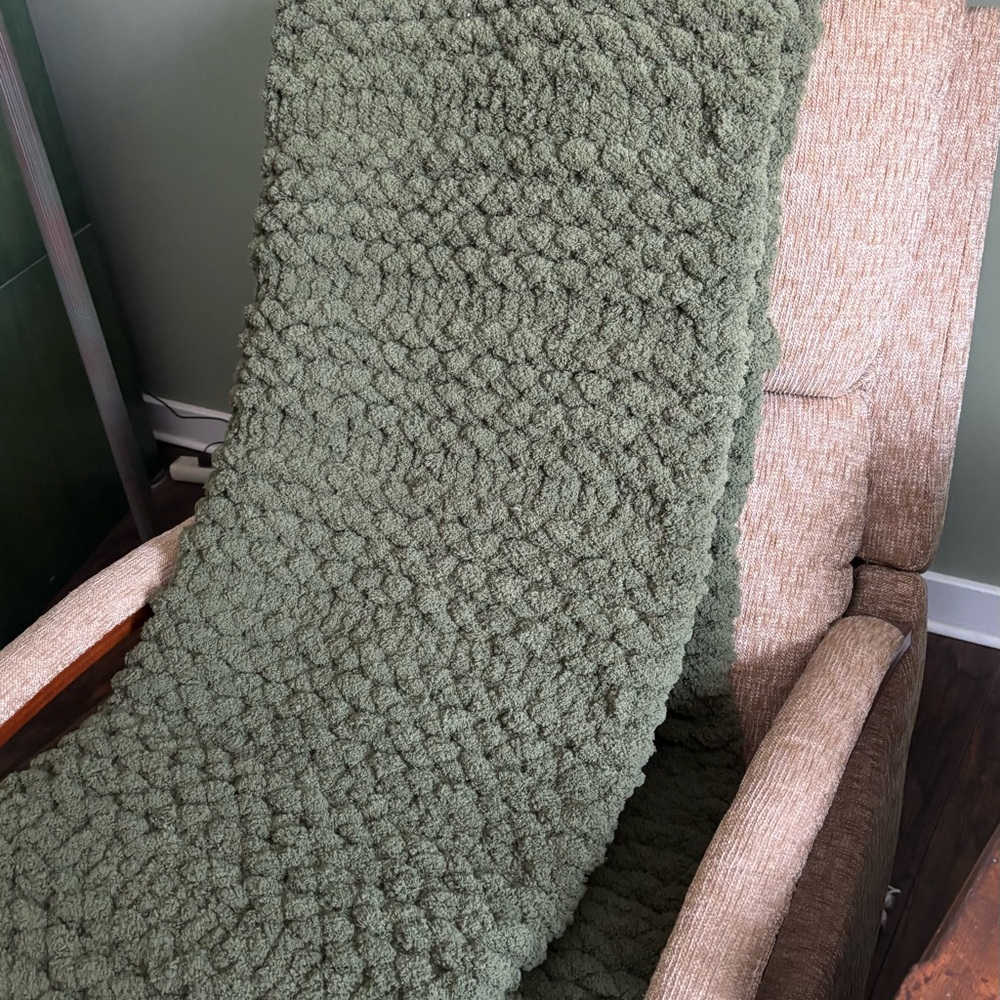 Cozy Green Textured Throw Blanket